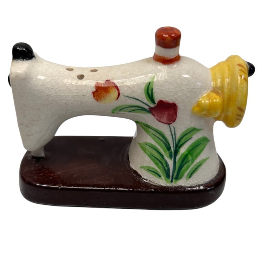 Collectible Porcelain Sewing Machine Pepper Shaker Japan Hand Painted